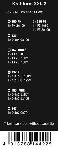 Wera 051011 Kraftform XXL 2 12 Piece Screwdriver Set -Tools Discounts 051011 20
