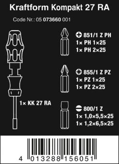 Wera 073660 Kraftform Kompakt 27 RA 1 SB Screwdriver 6 Piece -Tools Discounts 073660 11