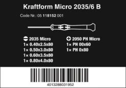 Wera 118152 Kraftform Micro 2035/6 B 6 Piece Precision Screwdriver Set With Rack For Electronic Applications -Tools Discounts 118152 15