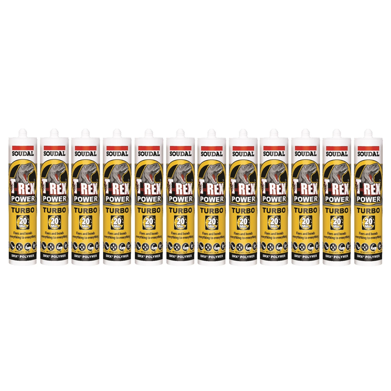 Soudal T-Rex Power Turbo 290ml SMX® Polymer Sealant Adhesive White One Box (12 Pack) 128371 130791×12 3 Soudal T-Rex Power Turbo 290ml SMX® Polymer Sealant Adhesive White One Box (12 Pack) 128371 130791×12