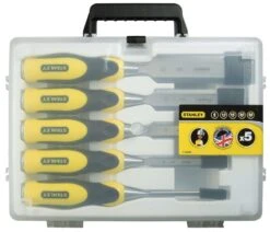 Stanley 2-16-885 5 Piece Ergonomic Dynagrip Wood Chisels 6mm, 12mm, 18mm, 25mm & 32mm – 5 Piece Set -Tools Discounts 2 16 885 1