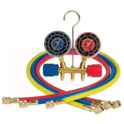 Robinair 40153 2 Way Brass Manifold, R22/134a, 36″ Standard Hoses With Standard Fittings