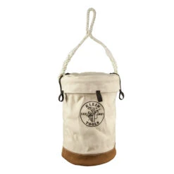 KLEIN Tools A-5104VT Canvas Tool Bucket Bag, Leather-Bottomed Bucket With Top