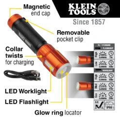 KLEIN Tools A-56412 Rechargeable LED Torch With Work Light -Tools Discounts 56412 callout 1