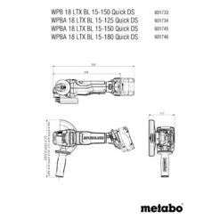 Metabo WPBA 18 LTX BL 15-180 Quick DS 18V 180mm 7″ Brushless Cordless Lithium-Ion Angle Grinder With Deadman Switch – Made In Germany 601746840 -Tools Discounts 601746840 1