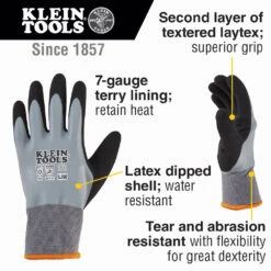 KLEIN Tools A-60389 Thermal Dipped Gloves, Large -Tools Discounts 60389 callout