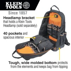 KLEIN Tools A-62800BP Tradesman Pro™ XL Tool Bag Backpack, 40 Pockets -Tools Discounts 62800bp callout1 scaled 1