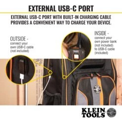 KLEIN Tools A-62805BPTECH Tradesman Pro™ XL Tech Tool Bag Backpack, 28 Pockets -Tools Discounts 62805bptech callout2 scaled 1