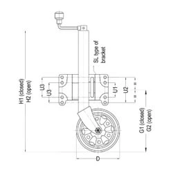 ALKO 628200 Jockey Wheel – 8″ Wheel With Large Locking Pin Swivel Bracket AL-KO -Tools Discounts 628200 1