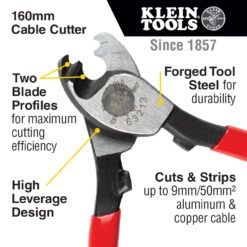 KLEIN Tools A-63213 160mm Cable Cutter -Tools Discounts 63213 callout