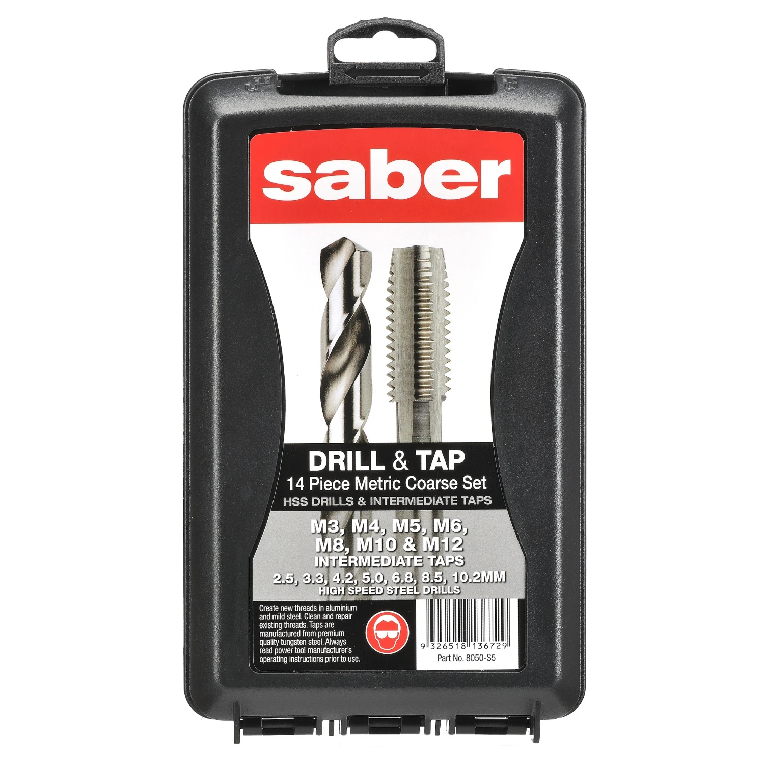 Saber By Bordo 8050-S5 14 Piece Drill & Tap Set Metric Coarse Intermediate / Jobber Drills 4 Saber By Bordo 8050-S5 14 Piece Drill & Tap Set Metric Coarse Intermediate / Jobber Drills - Image 2
