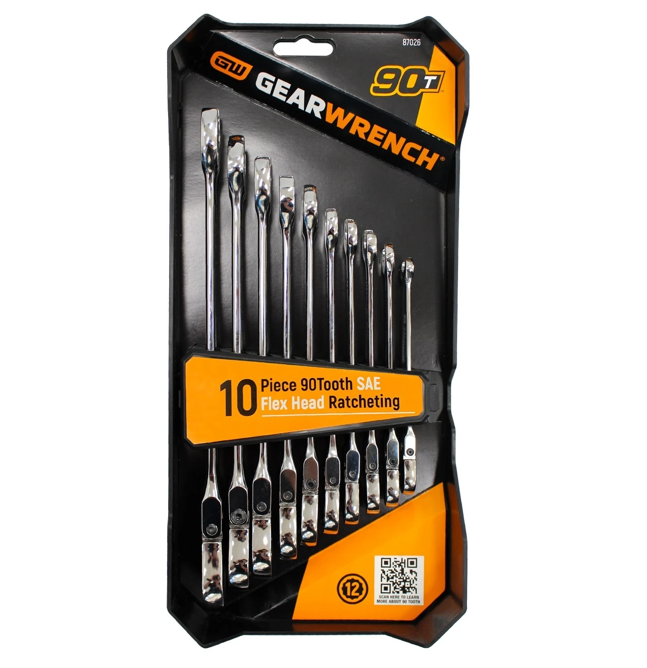 GEARWRENCH 87025 12 Piece 12 Point Metric 90T Flex Combination Ratcheting Spanner Set Bonus 10 Piece SAE Set 5 GEARWRENCH 87025 12 Piece 12 Point Metric 90T Flex Combination Ratcheting Spanner Set Bonus 10 Piece SAE Set - Image 3