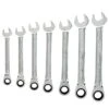 Stanley 94-543 7 Piece Ring & Open End Geared Ratcheting Spanner Set Metric