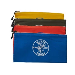 KLEIN Tools A-5140 Zippered Bags, Canvas Tool Pouches Olive/Orange/Blue/Yellow, 4-Pack -Tools Discounts A 5140 3