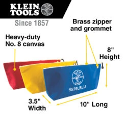 KLEIN Tools A-5539CPAK Zippered Bags, Assorted Canvas Tool Pouches, 3-Pack -Tools Discounts A 5539CPAK 11