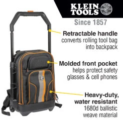 KLEIN Tools A-55604 Tradesman Pro™ Rolling Tool Bag Backpack, 28 Pockets -Tools Discounts A 55604 12
