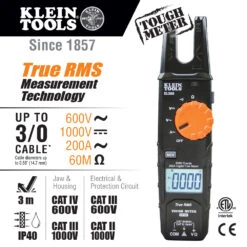 KLEIN Tools A-CL360 Electrical Tester Open-Jaw Fork Meter AC Auto-Ranging 200 Amp -Tools Discounts A CL360 11