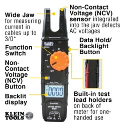KLEIN Tools A-CL360 Electrical Tester Open-Jaw Fork Meter AC Auto-Ranging 200 Amp -Tools Discounts A CL360 12