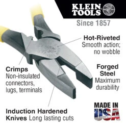 KLEIN Tools A-D213-9NE-CR Hi Leverage Lineman’s Pliers With Crimper 9″ 238 Mm – Made In USA 10 KLEIN Tools A-D213-9NE-CR Hi Leverage Lineman’s Pliers With Crimper 9″ 238 Mm – Made In USA -Tools Discounts A D213 9NE CR 11