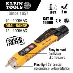 KLEIN Tools A-NCVT-3P Dual Range Non-Contact Voltage Tester With Torch, 12 – 1000 VAC -Tools Discounts A NCVT 3P 11