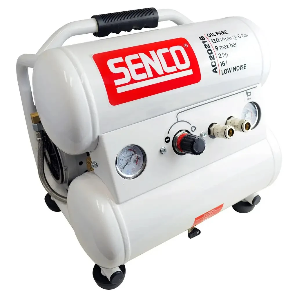 Senco AC20216 Twin Tank Oil Free Portable Direct Drive Low Noise Air Compressor 2Hp 16L 3 Senco AC20216 Twin Tank Oil Free Portable Direct Drive Low Noise Air Compressor 2Hp 16L