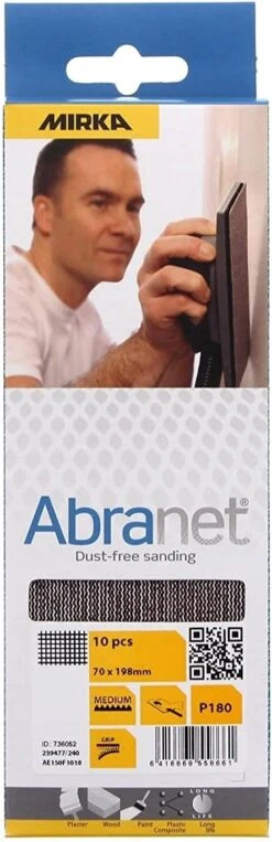 Mirka AE150F1018 Abranet Sanding Sheets 70x198mm Grip P180 Grit 10 Pack -Tools Discounts AE150F1018 2