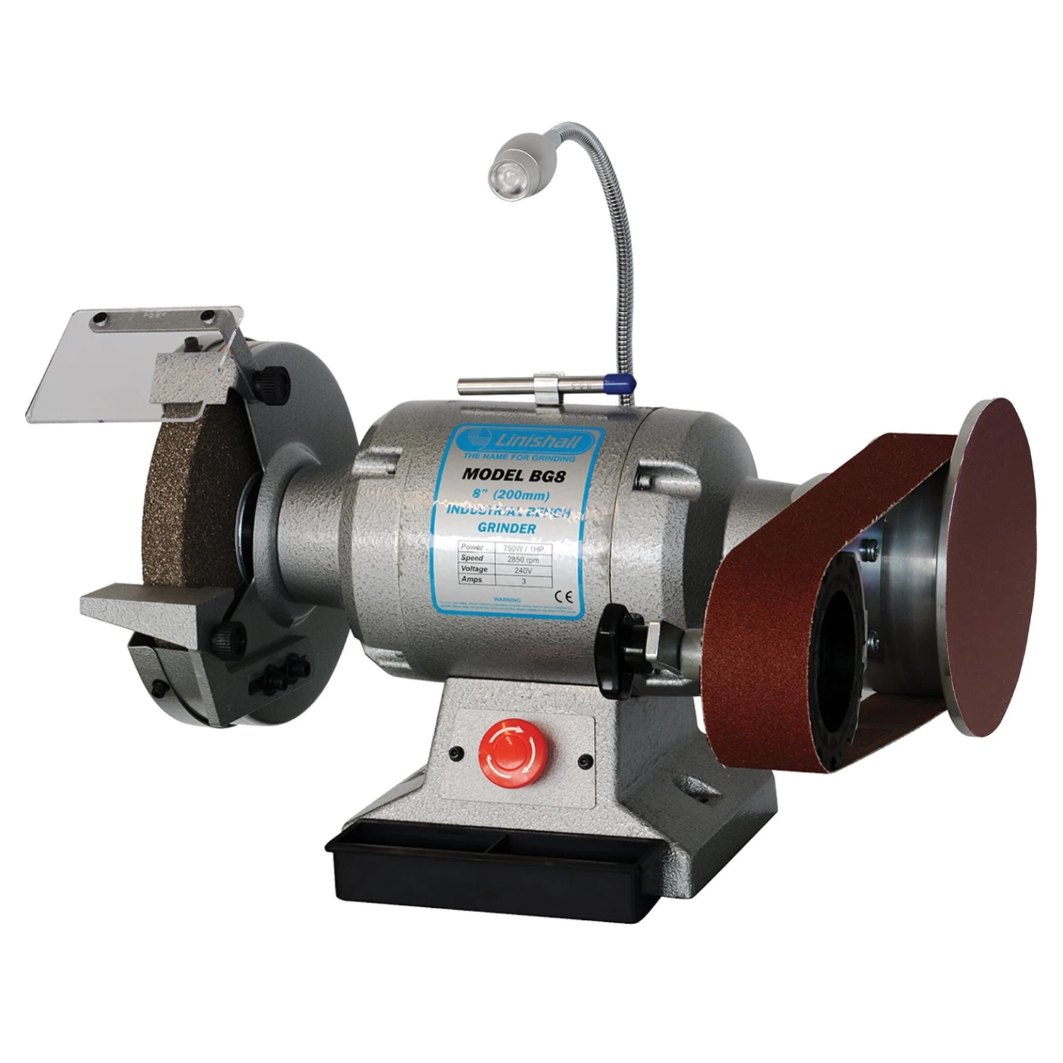 Linishall BG8/915 8″ 200mm Bench Belt & Disc Grinder 3 Linishall BG8/915 8″ 200mm Bench Belt & Disc Grinder