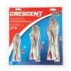 Crescent CLP3SETN-08 3 Piece Curved Jaw, Locking Pliers With Wire Cutter Set -Tools Discounts CLP3SETN