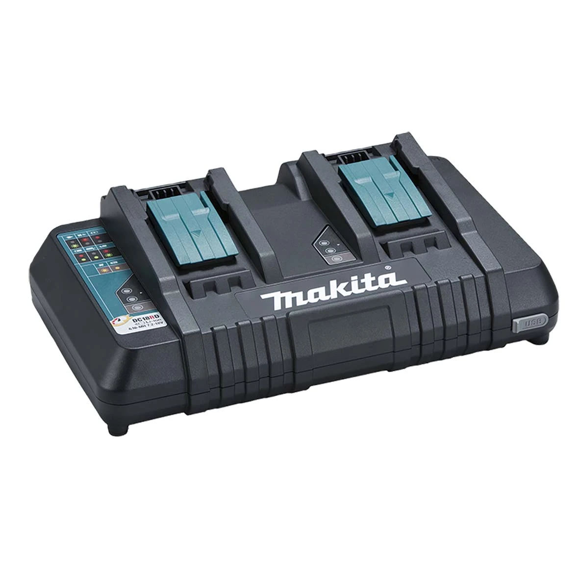Makita 198928-5 18V Lithium-Ion Same Time Dual Port Rapid Fast Battery Charger DC18RD & Two BL1850B-L Batteries With Fuel Gauge Indicator Starter Pack 4 Makita 198928-5 18V Lithium-Ion Same Time Dual Port Rapid Fast Battery Charger DC18RD & Two BL1850B-L Batteries With Fuel Gauge Indicator Starter Pack - Image 2