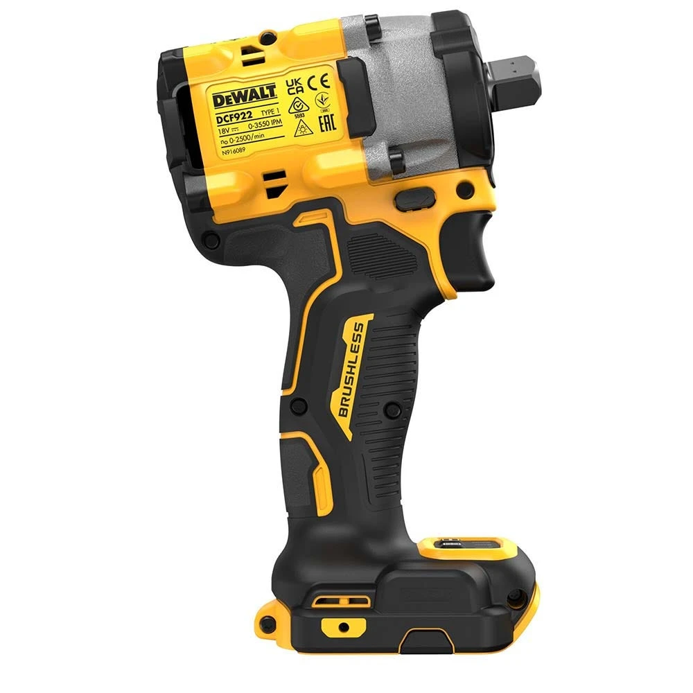 DeWALT DCF922N-XJ 18V XR Lithium-Ion Brushless 1/2″ Square Drive Compact Impact Wrench Detent Pin – Bare Tool 5 DeWALT DCF922N-XJ 18V XR Lithium-Ion Brushless 1/2″ Square Drive Compact Impact Wrench Detent Pin – Bare Tool - Image 3