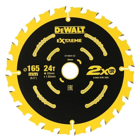 DeWALT DT10624-QZ EXTREME® 165mm X 16mm/20mm 24 Teeth Circular Saw Blade 3 DeWALT DT10624-QZ EXTREME® 165mm X 16mm/20mm 24 Teeth Circular Saw Blade