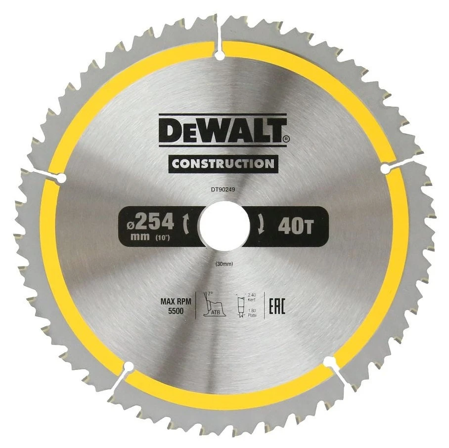 DeWALT DT90249-QZ CONSTRUCTION 254mm X 16/25/25.4/30mm 40 Teeth Circular Saw Blade 3 DeWALT DT90249-QZ CONSTRUCTION 254mm X 16/25/25.4/30mm 40 Teeth Circular Saw Blade