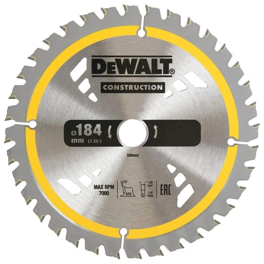 DeWALT DT90251-QZ CONSTRUCTION 184mm X 16/20mm 24 Teeth Circular Saw Blade 3 DeWALT DT90251-QZ CONSTRUCTION 184mm X 16/20mm 24 Teeth Circular Saw Blade