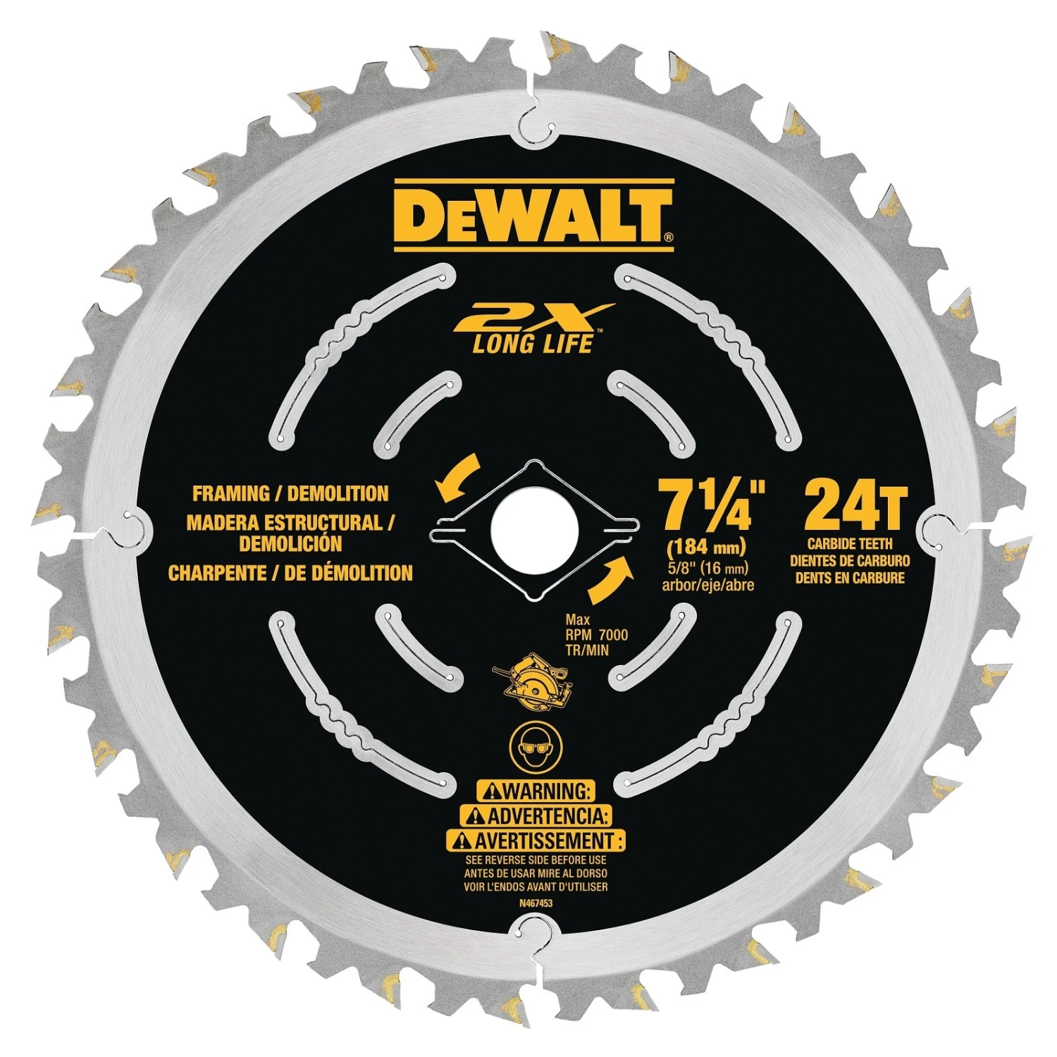 DeWALT DT90254-QZ EXTREME® Demolition Circular Saw Blade 184mm X 16/20mm 24 Teeth 3 DeWALT DT90254-QZ EXTREME® Demolition Circular Saw Blade 184mm X 16/20mm 24 Teeth