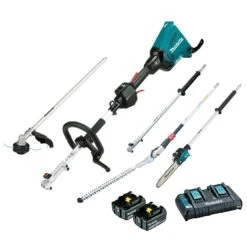 Makita DUX60PSHPT2-B 36V (18Vx2) 5.0Ah Lithium-Ion Brushless Multi-Function Powerhead, Pole Saw & Hedge Trimmer Combo Kit Bonus Brushcutter Attachment EM409MP