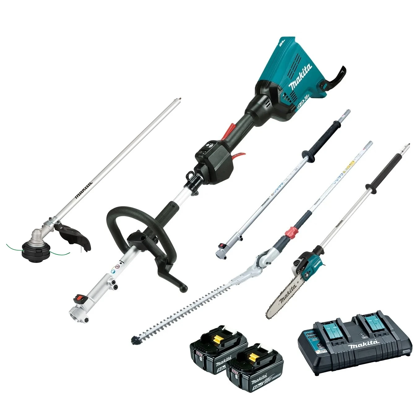 Makita DUX60PSHPT2-B 36V (18Vx2) 5.0Ah Lithium-Ion Brushless Multi-Function Powerhead, Pole Saw & Hedge Trimmer Combo Kit Bonus Brushcutter Attachment EM409MP 3 Makita DUX60PSHPT2-B 36V (18Vx2) 5.0Ah Lithium-Ion Brushless Multi-Function Powerhead, Pole Saw & Hedge Trimmer Combo Kit Bonus Brushcutter Attachment EM409MP