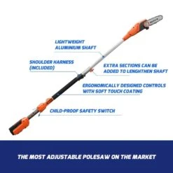 Redback RB-PS 40V 6.0Ah Polesaw Cordless 8″ Chainsaw Oregon Bar & Chain Combo Kit E608D-K -Tools Discounts E608D 7 1