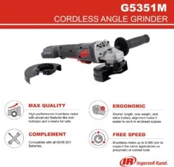 Ingersoll Rand G5351M 20V 5.0Ah Brushless Lithium-Ion Cordless 4.5″ / 5″ Angle Grinder Combo Kit G5351M-K2-AP -Tools Discounts G5351M 9