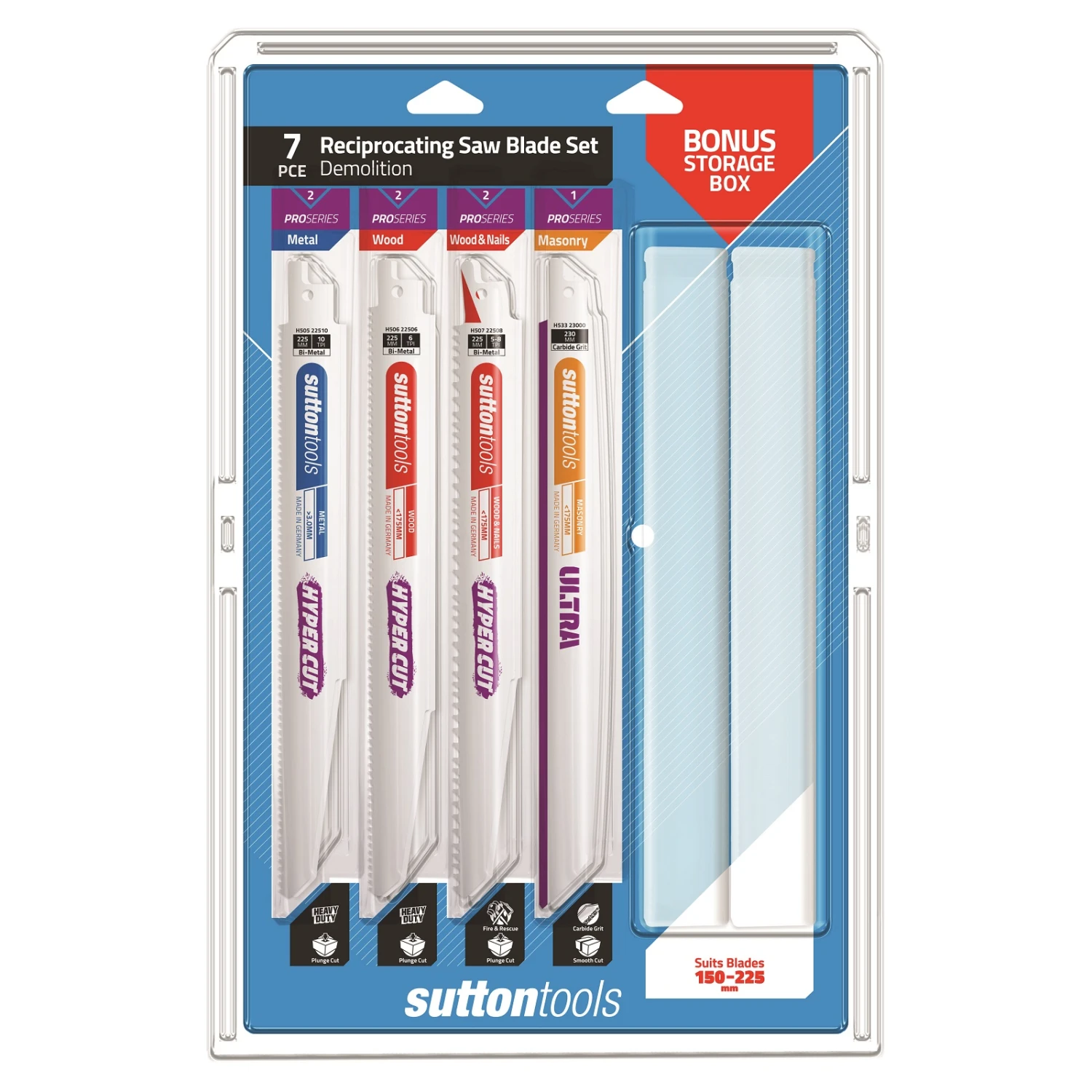 Sutton Tools H5920005 ProSeries 7 Piece Demolition Reciprocating Saw Blade Set Bonus Storage Box – Made In Germany 3 Sutton Tools H5920005 ProSeries 7 Piece Demolition Reciprocating Saw Blade Set Bonus Storage Box – Made In Germany