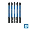 Kincrome K21244 1/4″ Hex Drive Phillips PH2 Impact Bit 75mm 5 Piece Set With Torsion Control Zone & Magnetic Tips