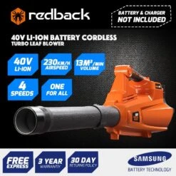 Redback RB-BL 40V 6.0Ah Cordless Blower With Turbo Boost Feature Combo Kit E435C-K -Tools Discounts RB BL 4