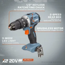 SENIX S2K2B2-03 18V 4.0Ah Lithium-Ion 2 Piece Brushless Cordless, Hammer Drill/Driver & Impact Driver Combo Kit -Tools Discounts S2K2B2 03 3