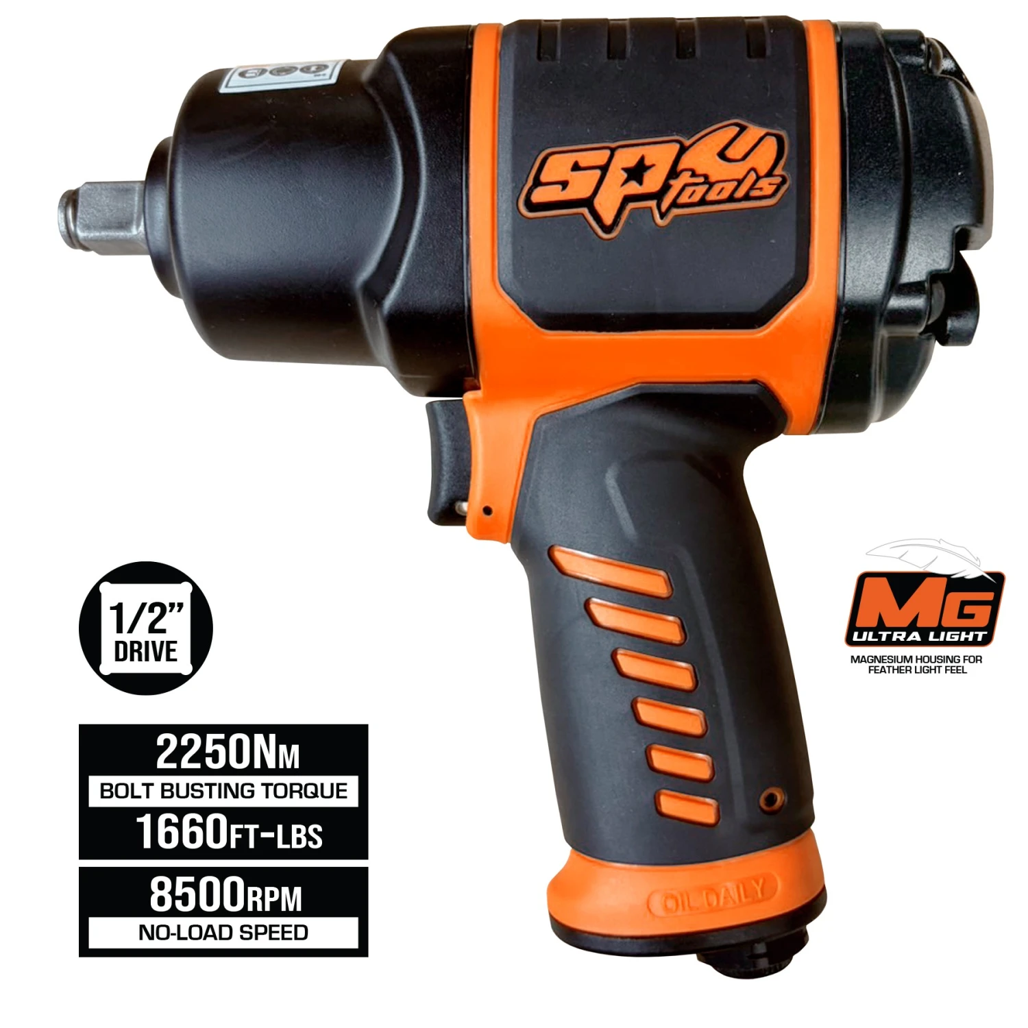 SP Tools SP9845 Air Pneumatic 1/2″ Square Drive High Torque Impact Wrench 2250Nm 4 SP Tools SP9845 Air Pneumatic 1/2″ Square Drive High Torque Impact Wrench 2250Nm - Image 2