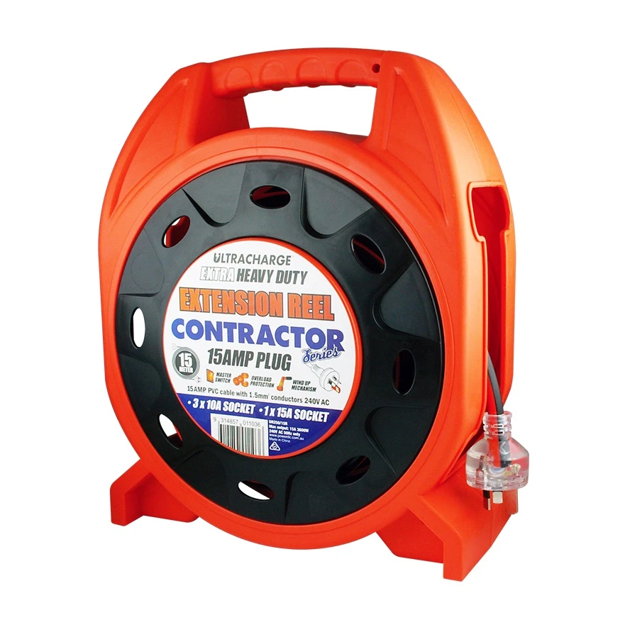 Ultracharge UR250/15R 15m 15A Contractor / Caravan Power Cord Extension Lead Reel 3 Ultracharge UR250/15R 15m 15A Contractor / Caravan Power Cord Extension Lead Reel