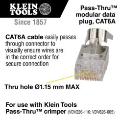 KLEIN Tools A-VDV826-754 Pass-Thru™ Modular Data Plug, RJ45-CAT6A, Shielded (STP), 100-Pack -Tools Discounts VDV826 754 4 scaled 1