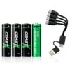 Coast ZXAA AA USB-C Rechargeable Batteries, ZITHION-X, Lithium-Ion 1.5V 2400mAh, Long Lasting, Charges Under 2.5 Hours, Charging Cable Included, 4 Battery Pack